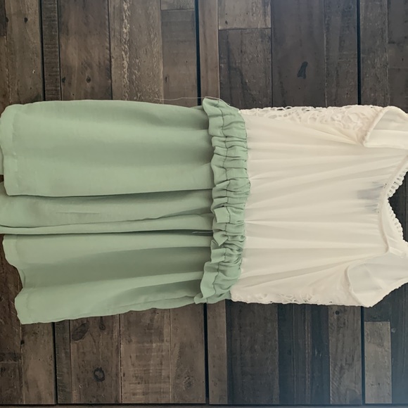 Sage green and white Romper. - Picture 2 of 6